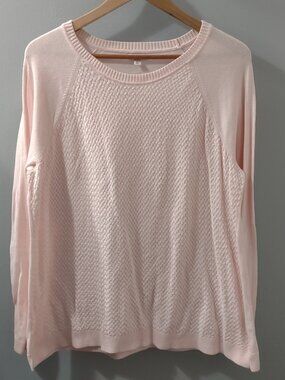 Sonoma Life + Style Basket Weave Pink Pullover Sweater Size XL Cotton Nylon